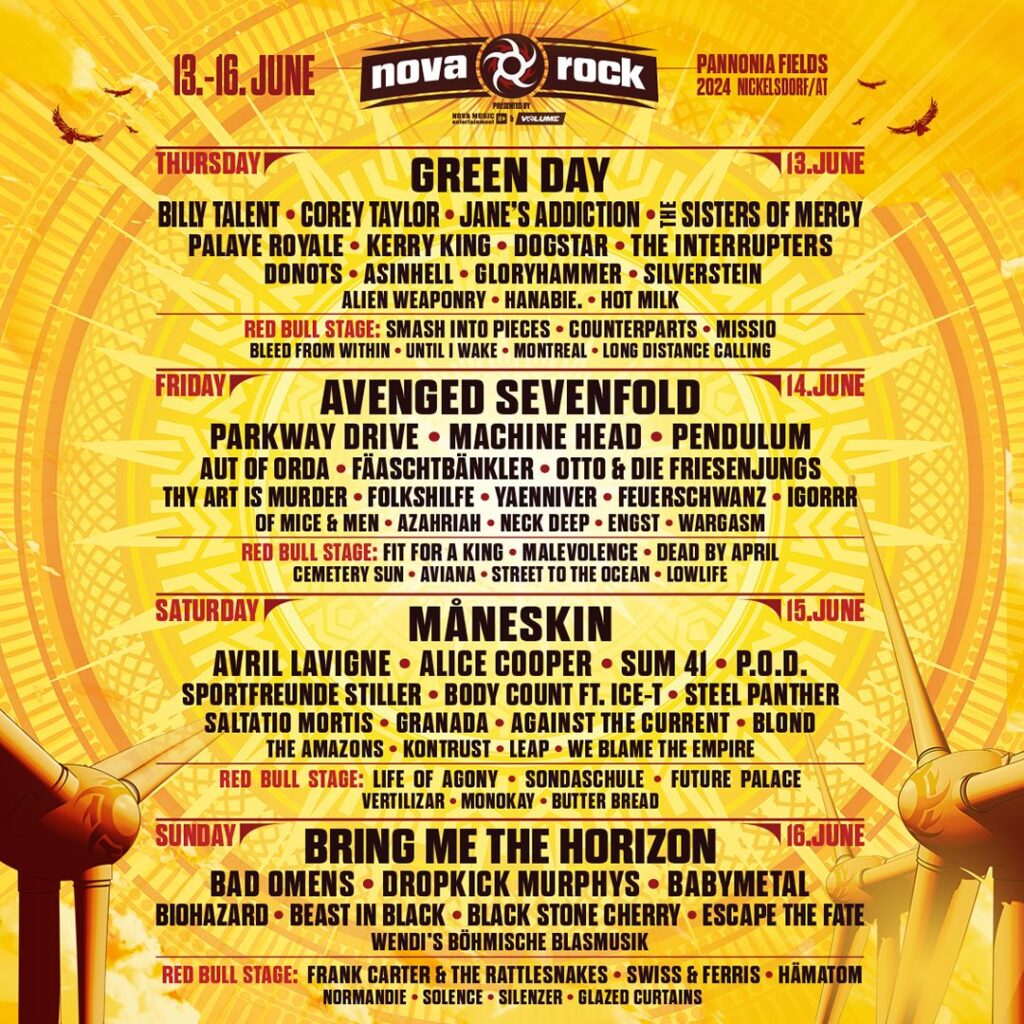 WIN YOURSELF A MEGA 4-DAY CARAVAN STAY AT NOVA ROCKS-13TH TO 16TH JUNE, PANNONIA FIELDS, AUSTRIA